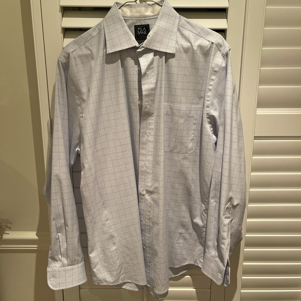 Men's Jos A Banks Tailored Fit Blue Checkered Shirt